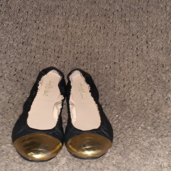 LOEFFLER RANDALL-Grier-Black Calfskin Leather w/Gold Cap Toe-Sz 7B-Excellent - Picture 3 of 7